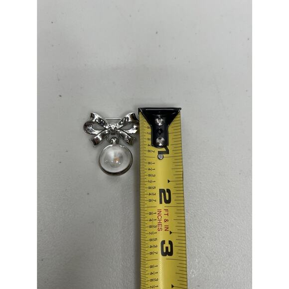 Coro Mustard Seed Lucite Sphere Brooch Pin Silver Tone Bow - Picture 6 of 6